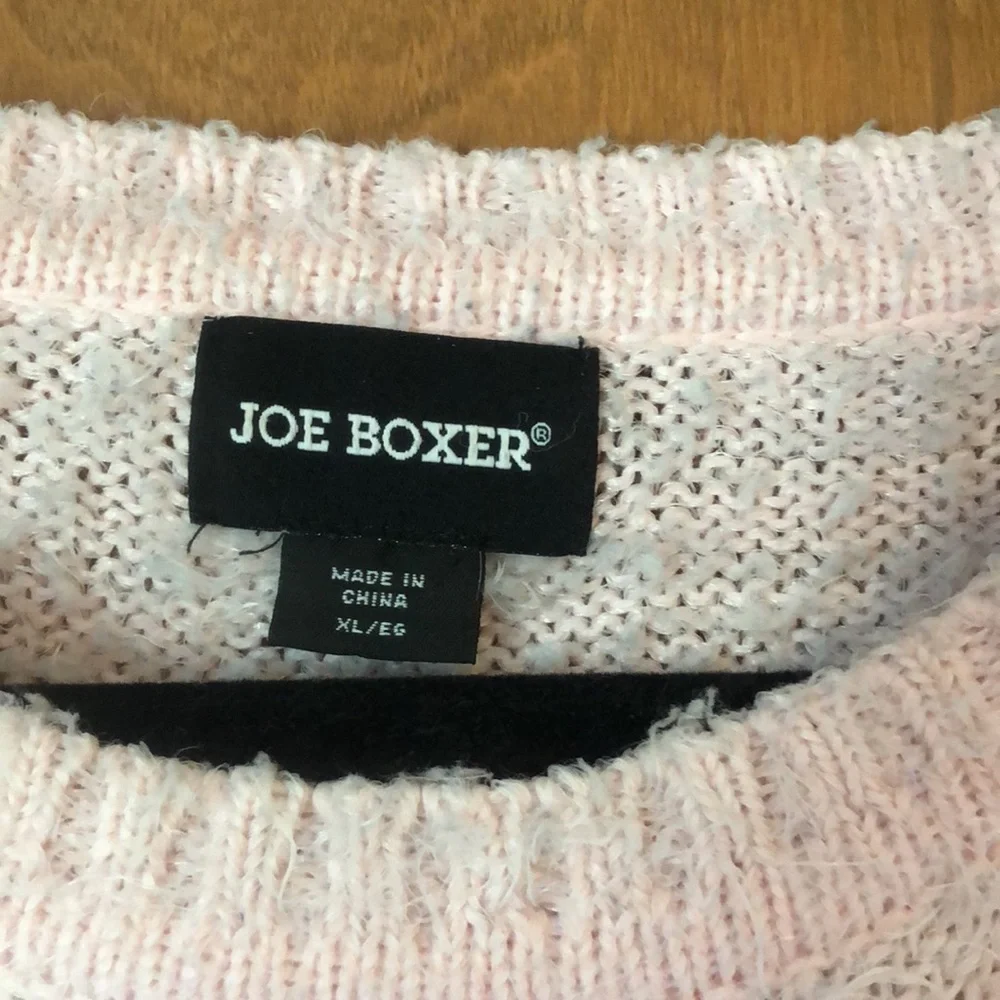 Joe Boxer pale pink fuzzy knit sweater - Picture 2 of 6